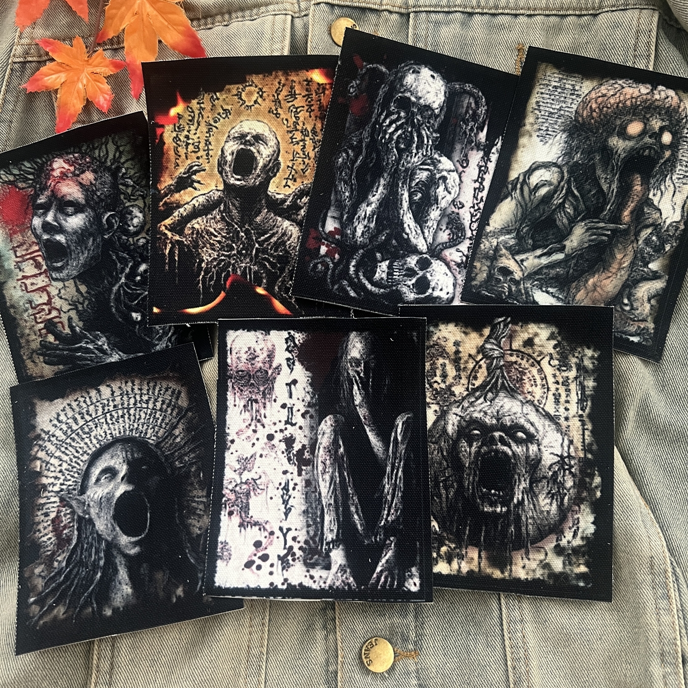 ตัวรีดติดเสื้อ Disturbing dark ผ้าแคนวาสพิมพ์ลาย ตกแต่งเสื้อผ้า Canvas Iron on Patch
