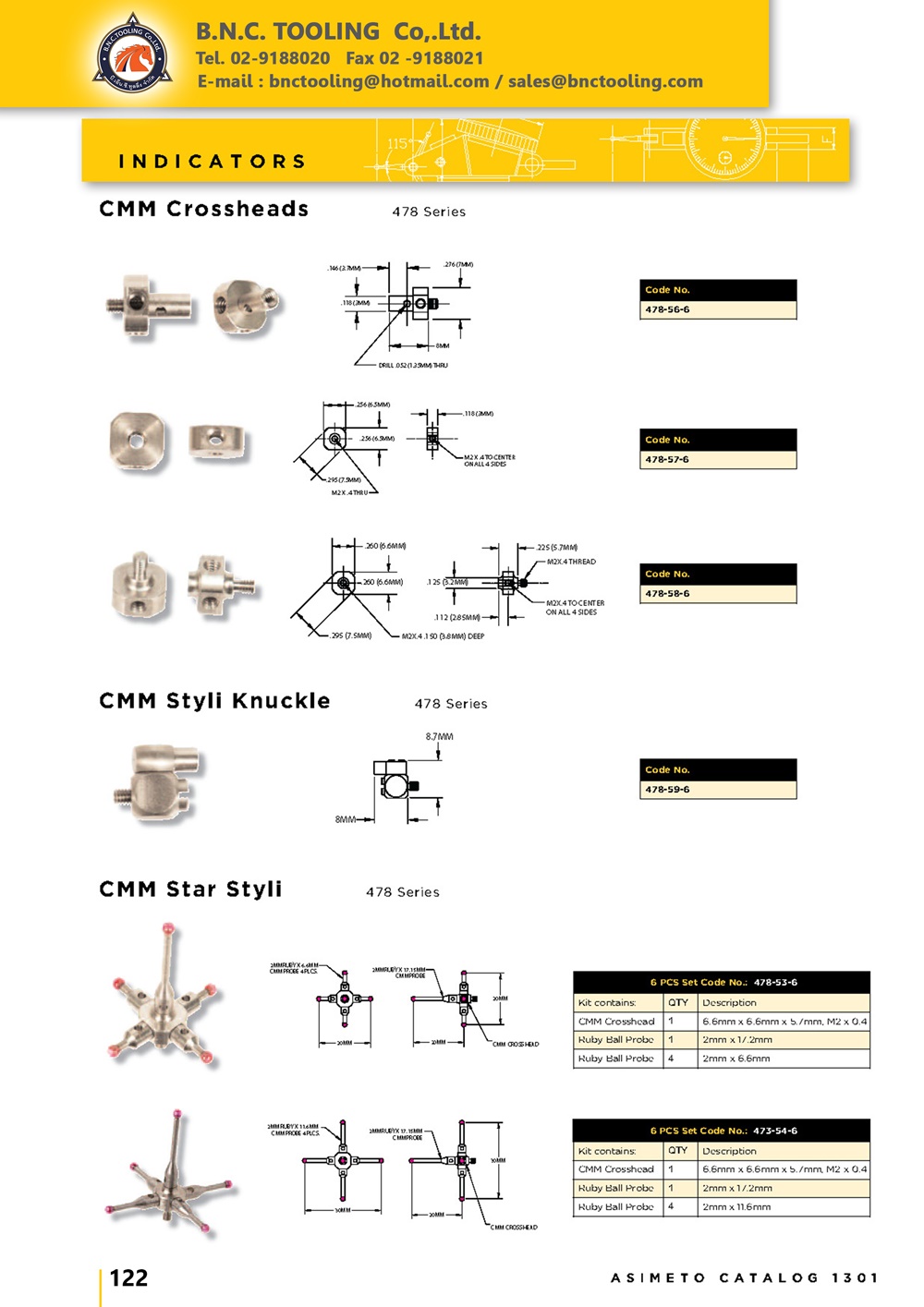 ASIMETO,P122,CMM Star Styli,478-53-6