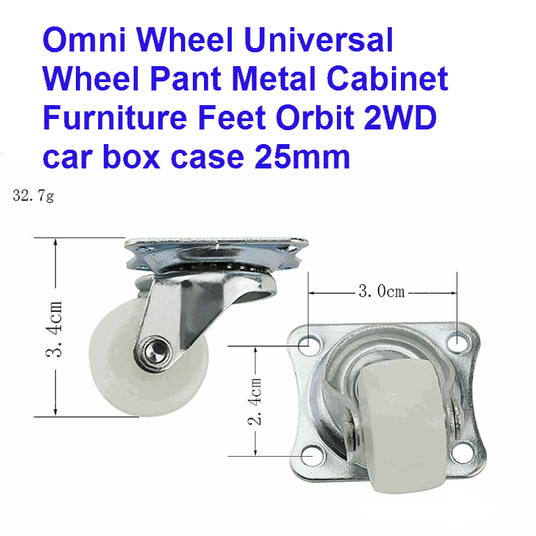 Omni Wheel Universal Wheel Pant Metal Cabinet Furniture Feet Orbit 2WD car box case 25mm Nylon Caster Car part