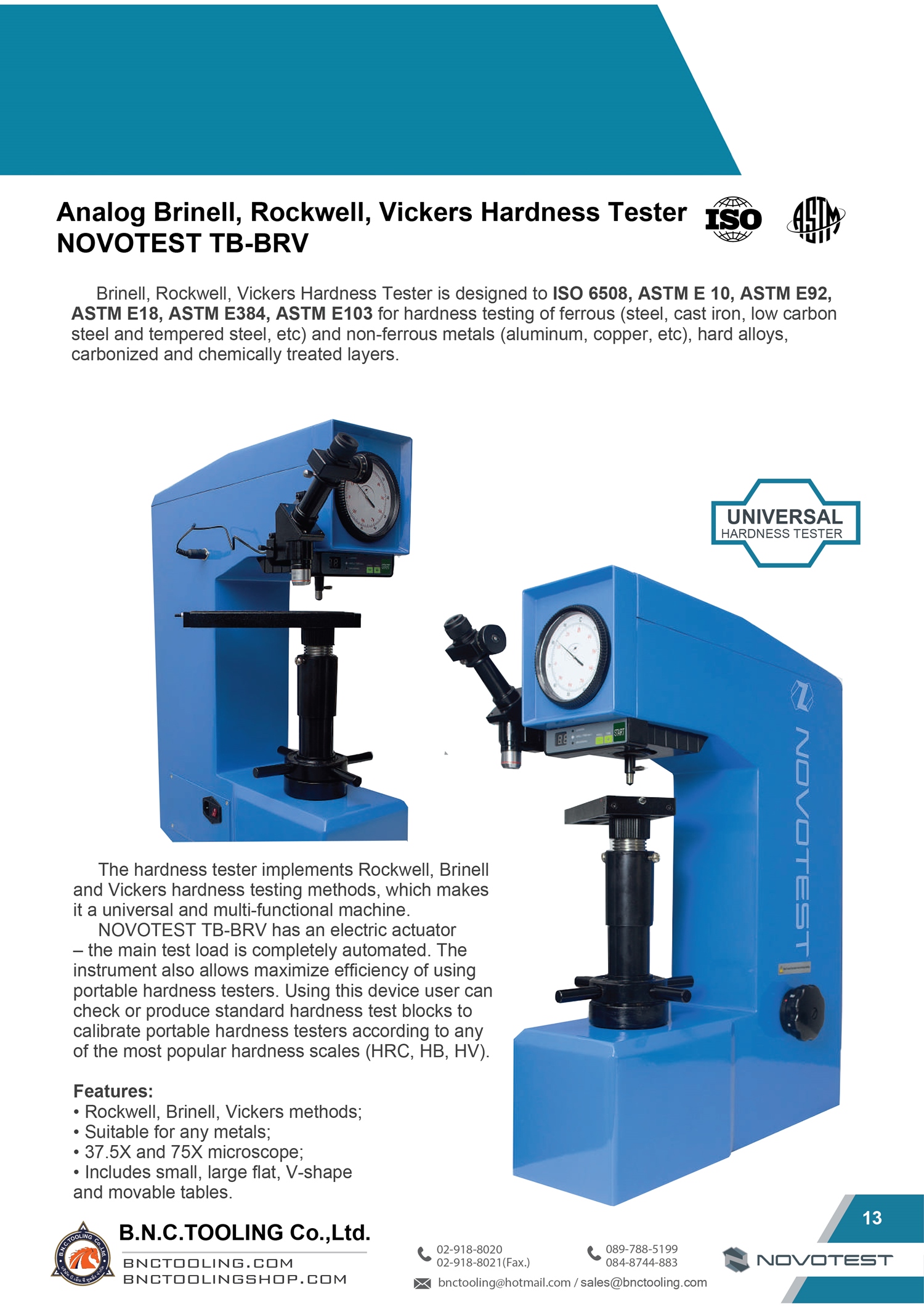 NOVOTEST,Analog Brinell, Rockwell, Vickers Hardness Tester NOVOTEST,TB-BRV