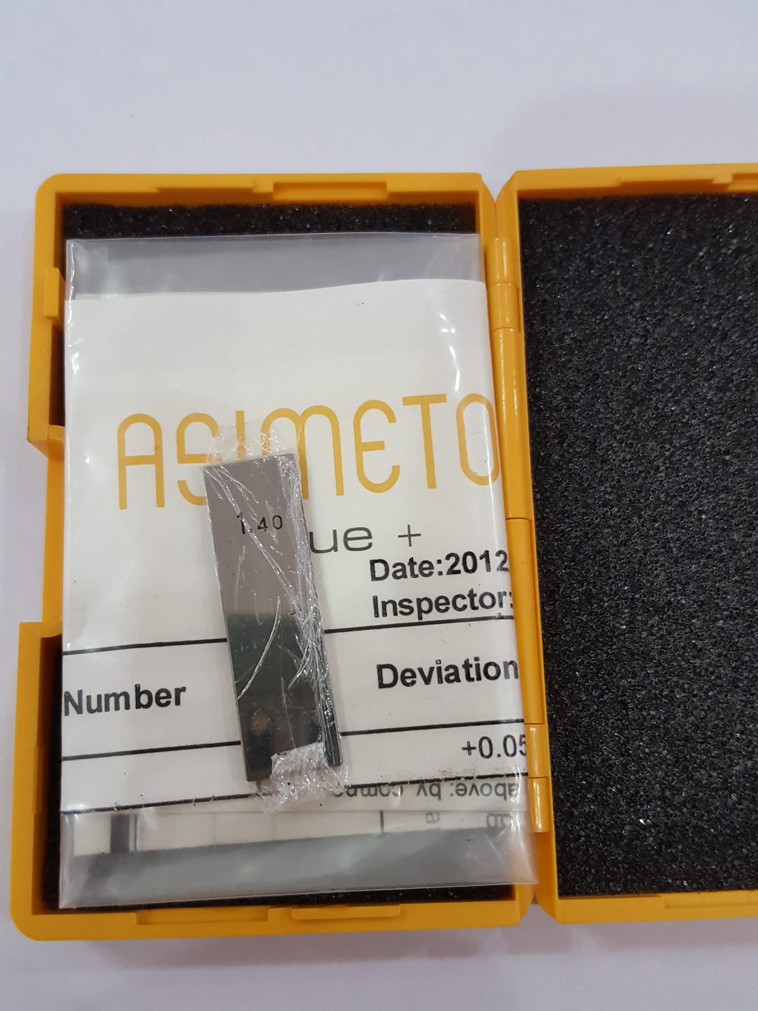 1.4 mm. Gauge Block แยกชิ้น, เกจบล็อคแบบแยกชิ้นAsimeto, ขนาด 1.4 mm, 1 ชิ้น, เกรด 1, RECTANGULAR GAUGE BLOCK (STEEL), Gard 1