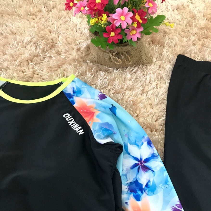 ชุดว่ายน้ำแบบสปอร์ต ชุดว่ายน้ำแขนยาวขายาว สีดำ ส่งฟรี ems