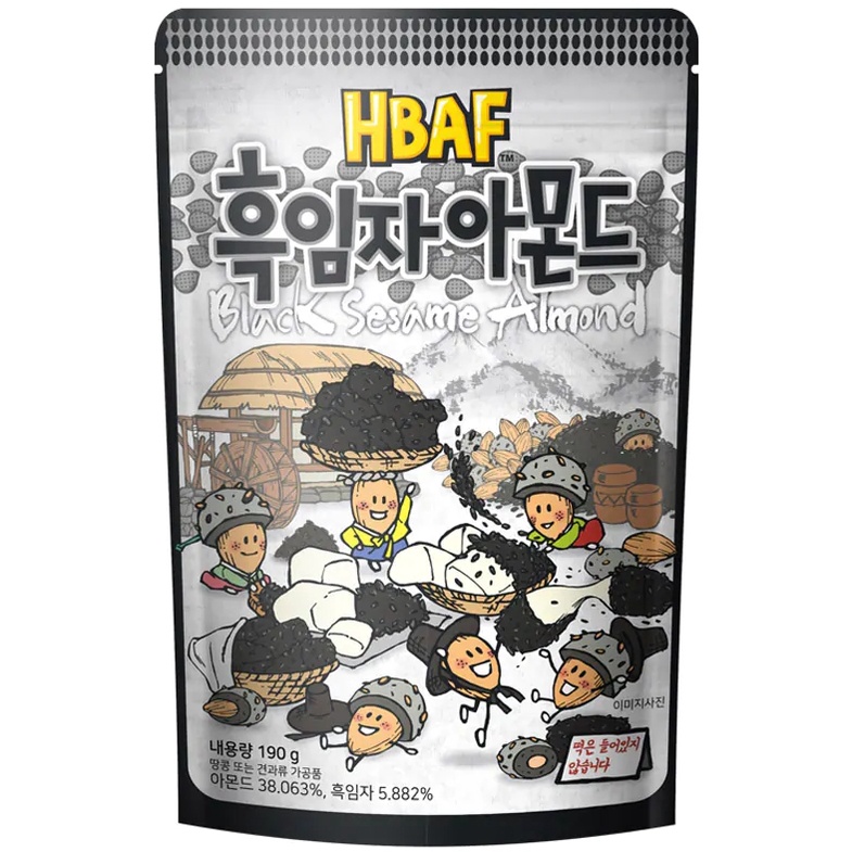 (ห่อใหญ่) Tom's Farm Honey Butter Almond #Black Sesame Almond อัลมอนด์เกาหลี ทอมส์ ฮันนี่ บัตเตอร์ ขนมถั่วอัลมอนด์ อัลมอนด์อบสไตล์เกาหลี Toms HBAF อัลมอนด์อบเคลือบครีมงาดำ 190g