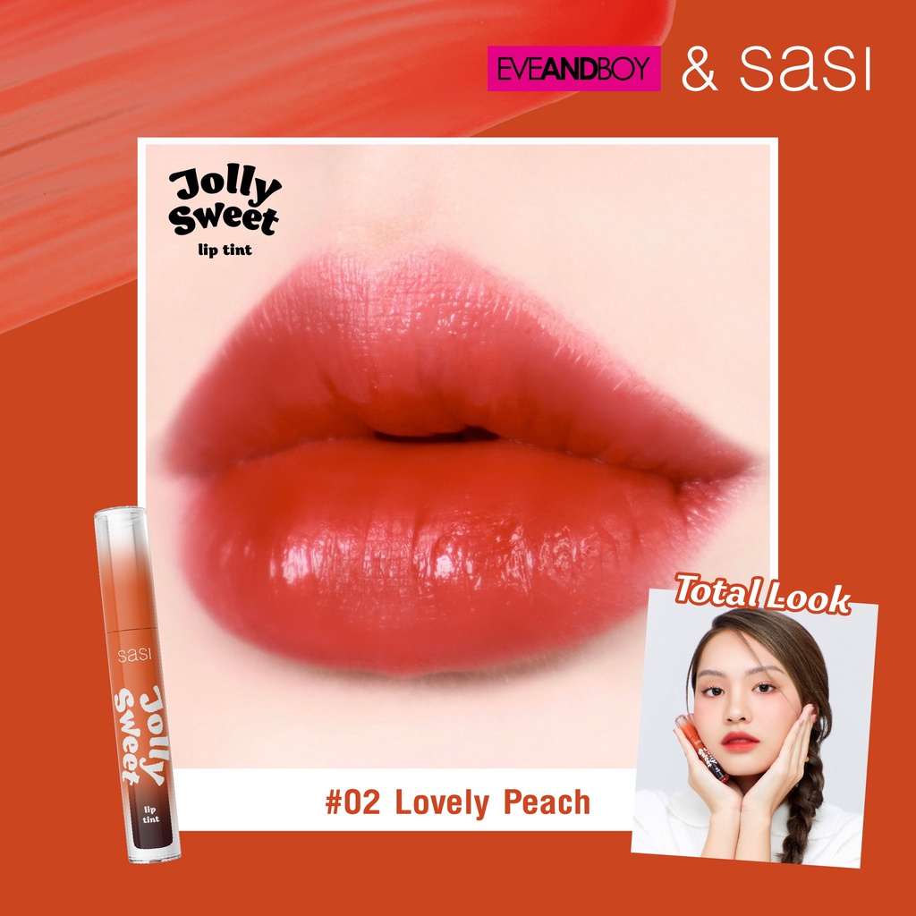 Sasi Jolly Sweet Lip Tint #02 Lovely Peach ศศิ ลิปทินท์เนื้อเจลลี่ จอลลี่ สวีท ลิป ทินท์ ลิปศศิ ไม่ติดแมส สี 02 Lovely Peach
