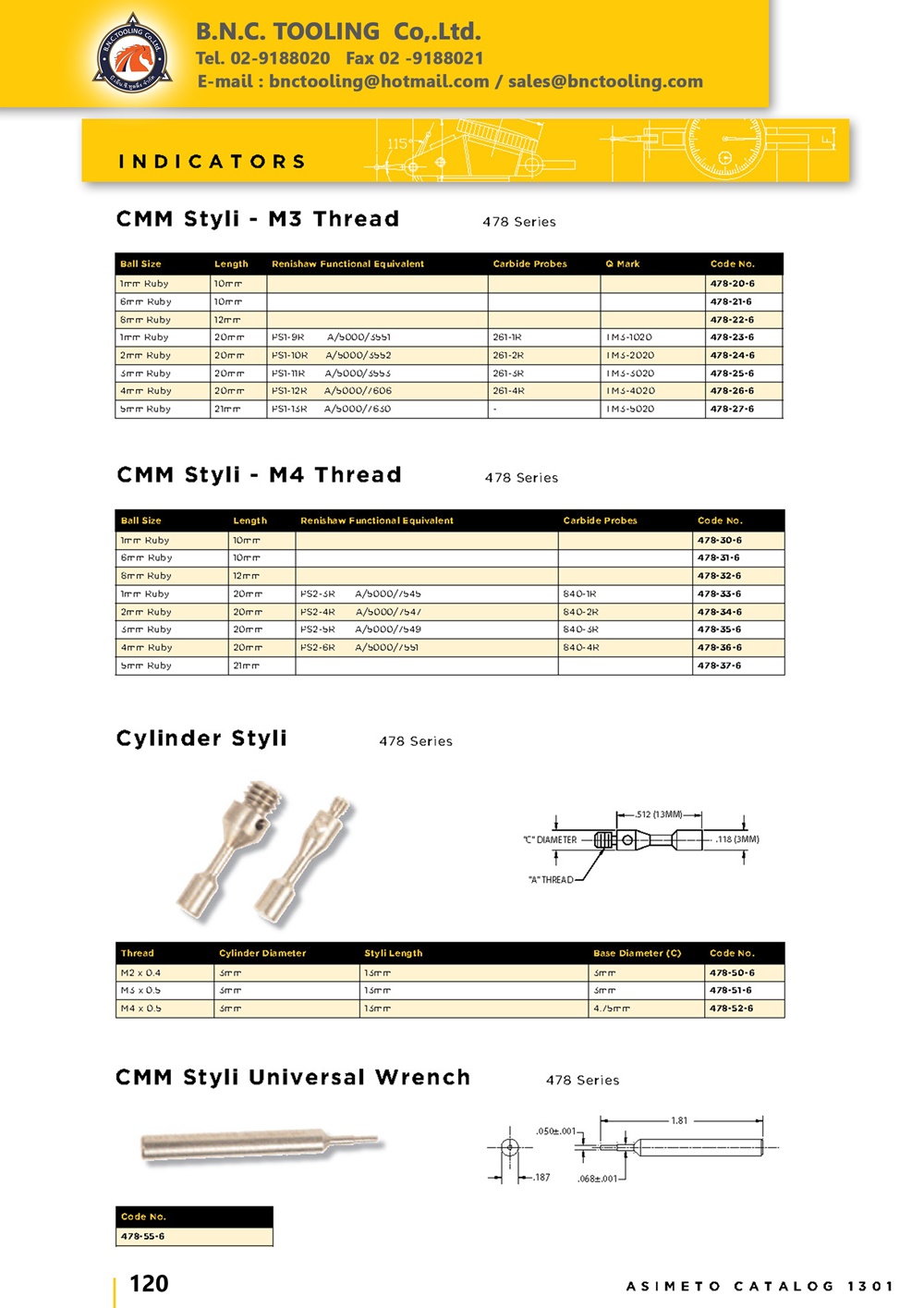 ASIMETO,P120,Cylinder Styli,478-50-6
