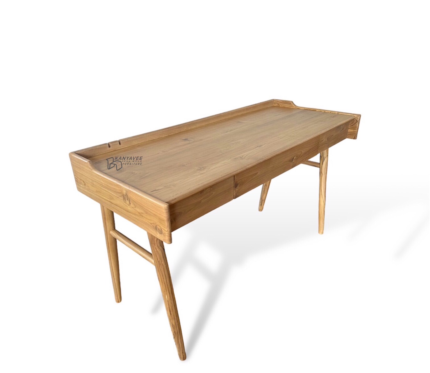 โต๊ะทำงานมินิมอลไม้สัก สีมูจิ