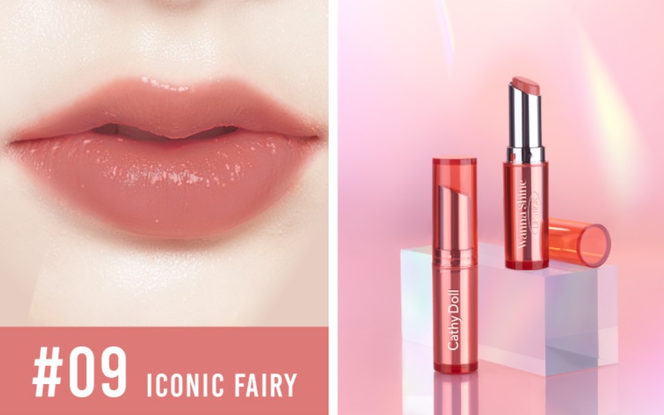 CATHY DOLL Wanna Shine Lipstick 3g. New Color #09 ICONIC FAIRY เคที่ดอลล์ วันนาไชน์ ลิปสติกเนื้อวาว บำรุงริมฝีปาก 3g. เฉดสีใหม่ สี 09 ICONIC FAIRY