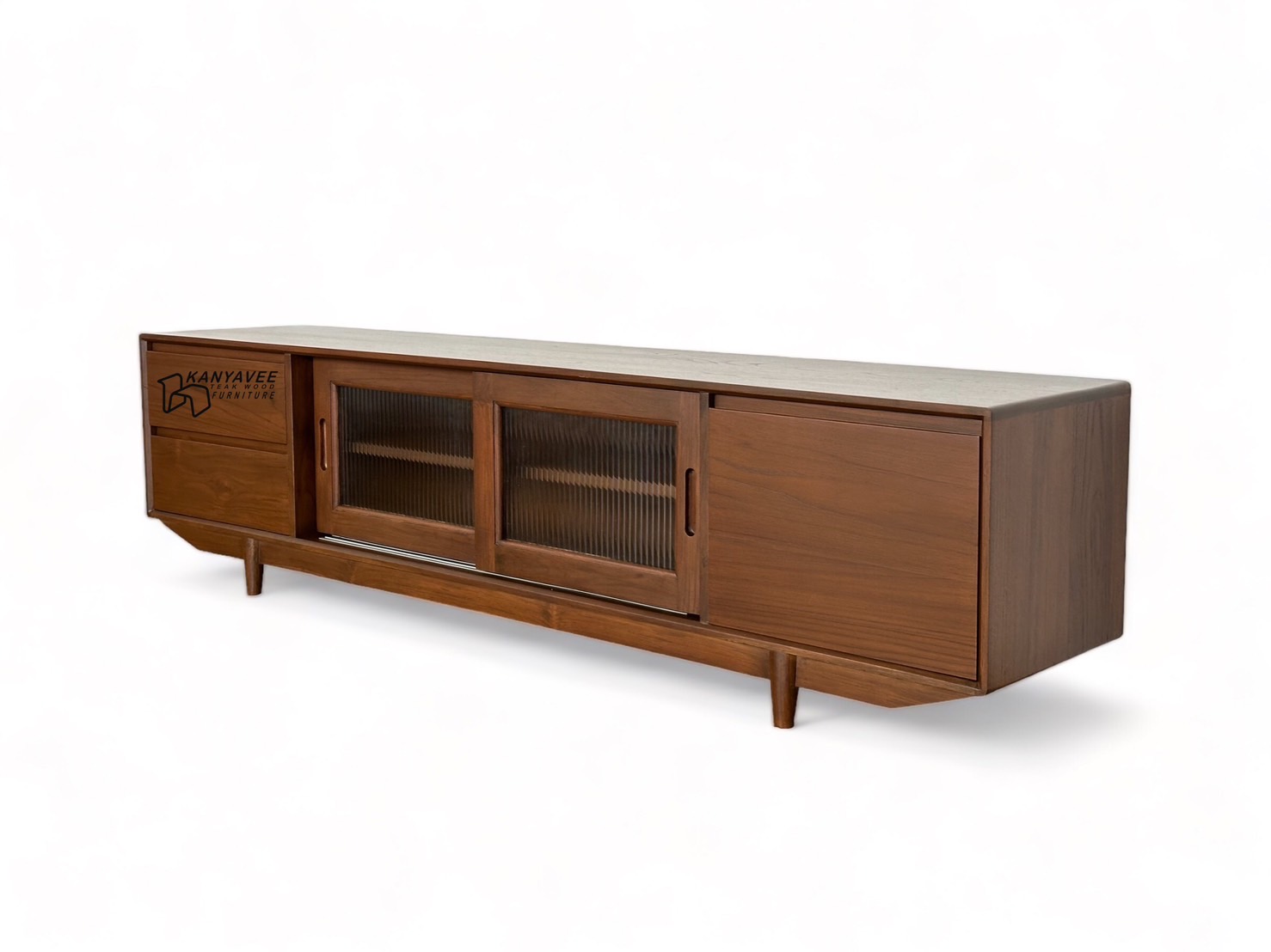 ตู้วางทีวีไม้สัก สีวอลนัทเข้ม