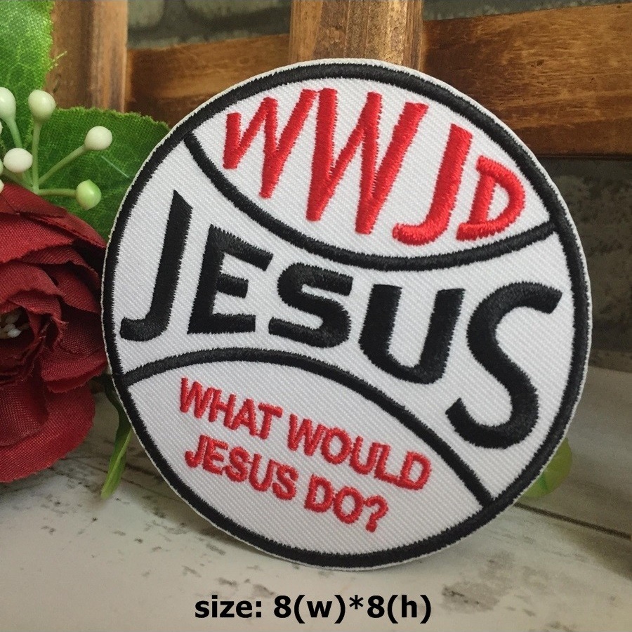 Jesus ตัวรีดติดเสื้อ อาร์มรีด อาร์มปัก ตกแต่งเสื้อผ้า หมวก กระเป๋า แจ๊คเก็ตยีนส์ Quote Embroidered Iron on Patch