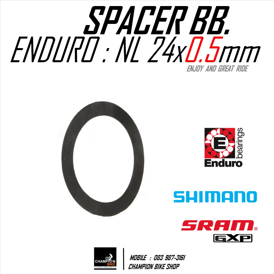 แหวนรองกะโหลก หนา0.5mm แหวนรองขาจาน หนา0.5mm สำหรับจานหน้าSHIMANO / SRAM GXP ENDURO : WA 24x0.5mm CRANK SPACER