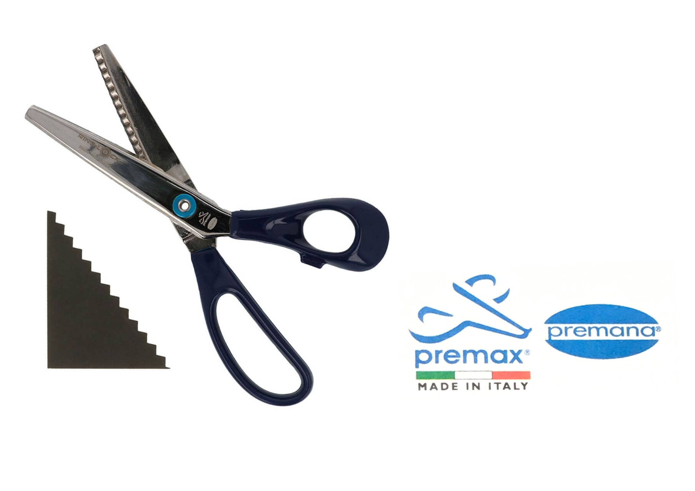 PREMAX ✂กรรไกรตัดผ้าซิกแซกขนาด8นิ้ว RING LOCK SYSTEM (11538)Made in Italy