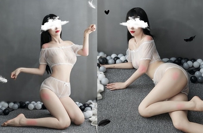 N821 ชุดนอนเซ็กซี่ ชุดนอนผ้าซีทรูมาในแบบ 2 ชิ้นบน-ล่าง ชิ้นบนเป็นเสื้อเกาะอกปาดไหล่แขนสั้น ชิ้นล่างเป็นกางเกงผ้าซีทรูไม่มีซับตามรูปถ่ายสินค้าจริงเลยค่ะ