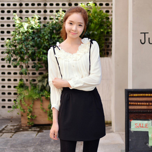 กระโปรงเอี๊ยม ผ้าคอตตอนเนื้อดีสีดำ ส่งฟรี ems