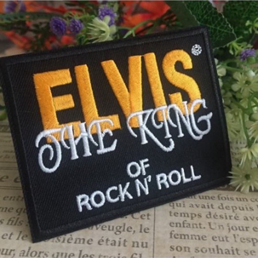 Elvis Rock N roll ตัวรีดติดเสื้อ อาร์มรีด อาร์มปัก ตกแต่งเสื้อผ้า หมวก กระเป๋า แจ๊คเก็ตยีนส์ Rock Iron on Embroidered Patch
