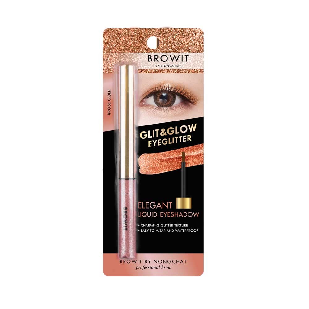 Browit By Nongchat Glit and Glow Eyeglitter 3G. #2 ROSE GOLD บราวอิท น้องฉัตร กลิตแอนด์โกลว์อายกลิตเตอร์ 3G. สี 2 ROSE GOLD