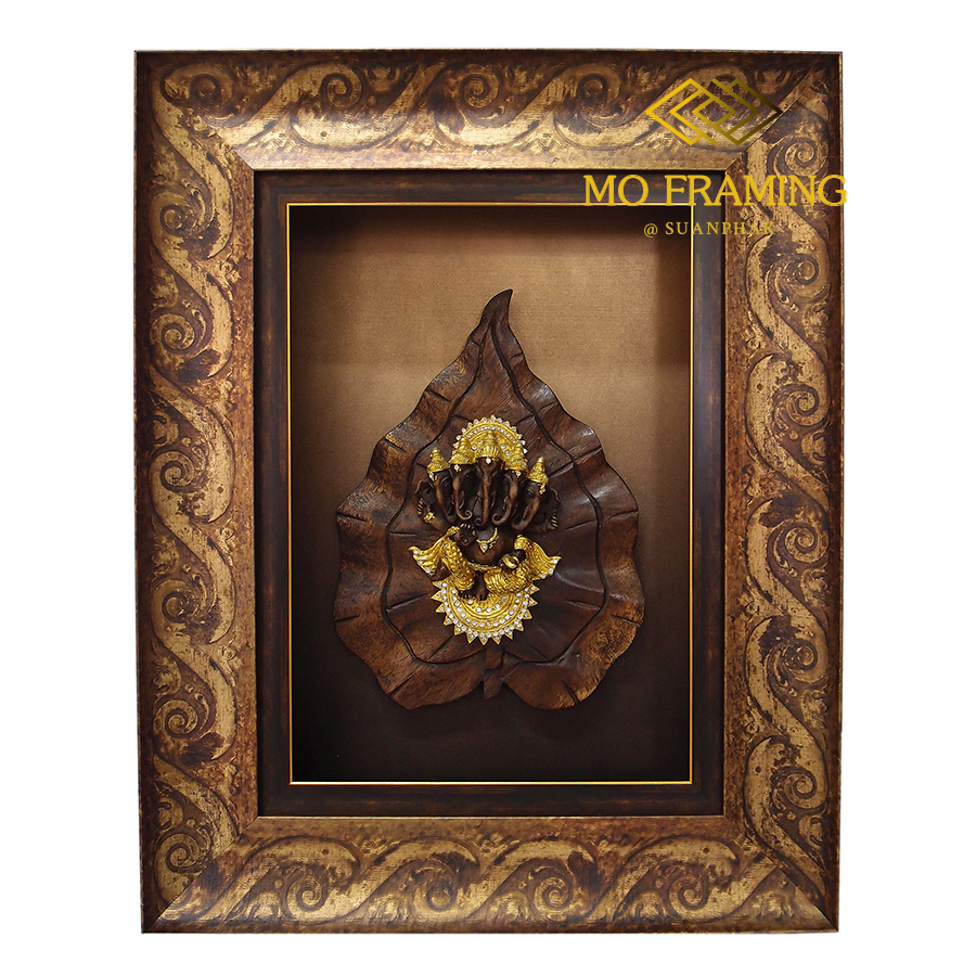 กรอบรูปพระพิฆเณศไม้สัก ปางปัญจมุขคณปติ ( ปาง 5 เศียร)