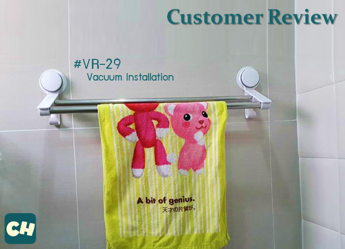 VR-29 ราวแขวนผ้าขนหนู 2 ชั้นพร้อมตะขอ ไม่ต้องเจาะผนัง