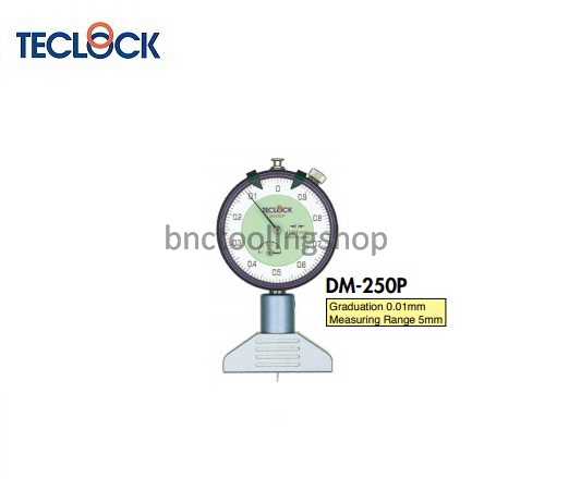 ไดอัลเกจวัดความลึกขนาด 5มิล ความละเอียด 0.01 มิล,Dial Depth Gauge Range 5mm Graduation 0.01mm,TECLOCK,DM-250P