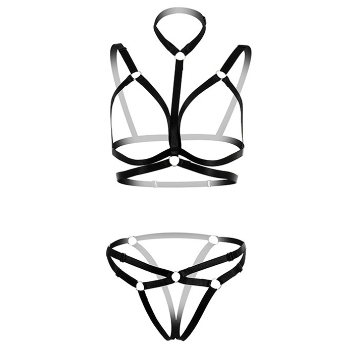 A099-21 ชุดอีโรติก ชุดชั้นในเซ็กซี่สไตล์ SM ใช้สายยางยืดชุดชั้นในเชื่อมต่อกันมาในแบบ 3 ชิ้น ตัวสายมีตัวปรับระดับช่วยรัดเข้าทรงด้านหลังเป็นขอเกี่ยวตามรูปถ่ายสินค้าจริงเลยค่ะ