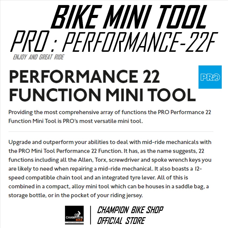 ชุดเครื่องมือพับ22ชิ้น PRO : PERFORMANCE 22F BIKE MINI TOOL + BIKE CHAIN TOOL