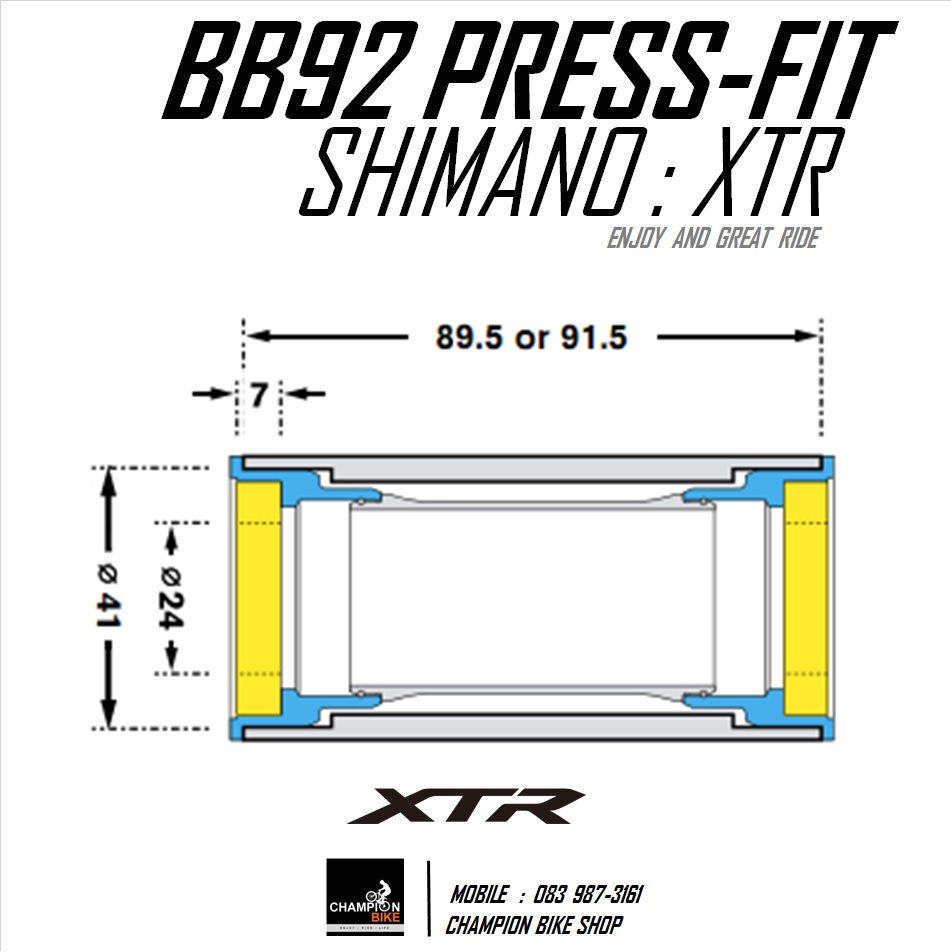 ลูกปืนกะโหลก PF BB89.5 / BB92 SHIMANO : XTR BB94-41A BOTTOM BRACKET PRESS FIT