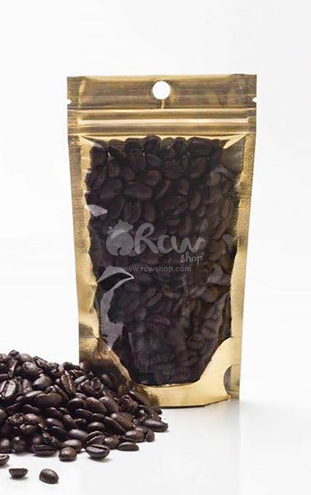 ถุงซิปล็อคหน้าใสหลังทอง มีก้นตั้งได้ ฟอยด์เมทัลไลท์ (50ใบ)