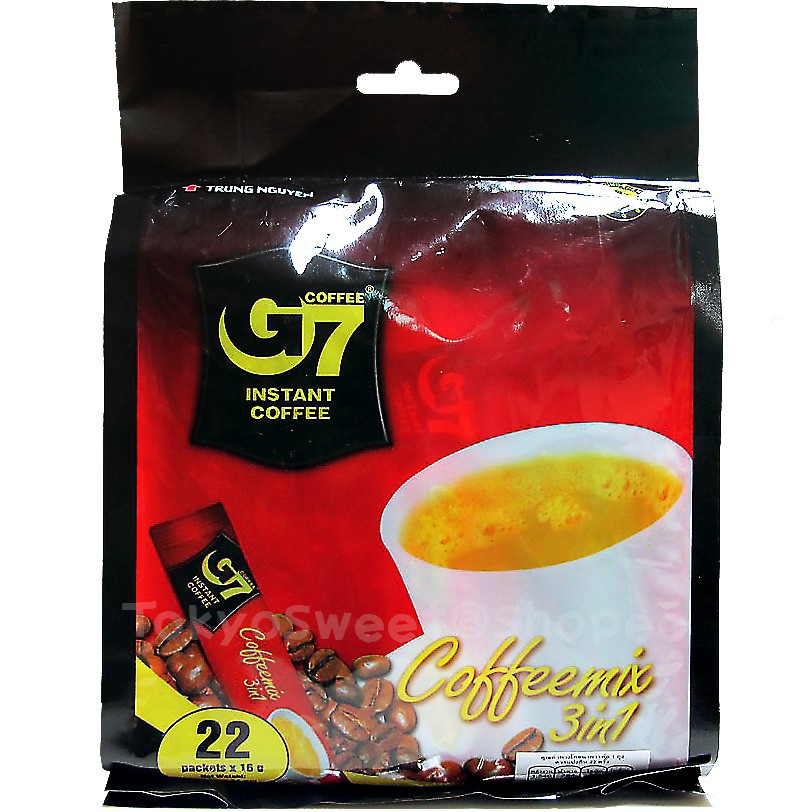 G7 3in1 instant coffee 352G.(16G. X 22 ซอง) G7 กาแฟเวียดนาม 3in1 ขนาด 16กรัม x 22ซอง (352g) Coffee เวียดนาม จีเซเว่น ทรีอินวัน