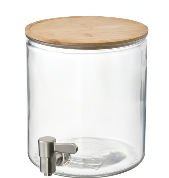 IKEA 365+ อิเกีย 365+ โหลแบบมีก๊อก, ไม้ไผ่/แก้วใส, 4 ลิตร