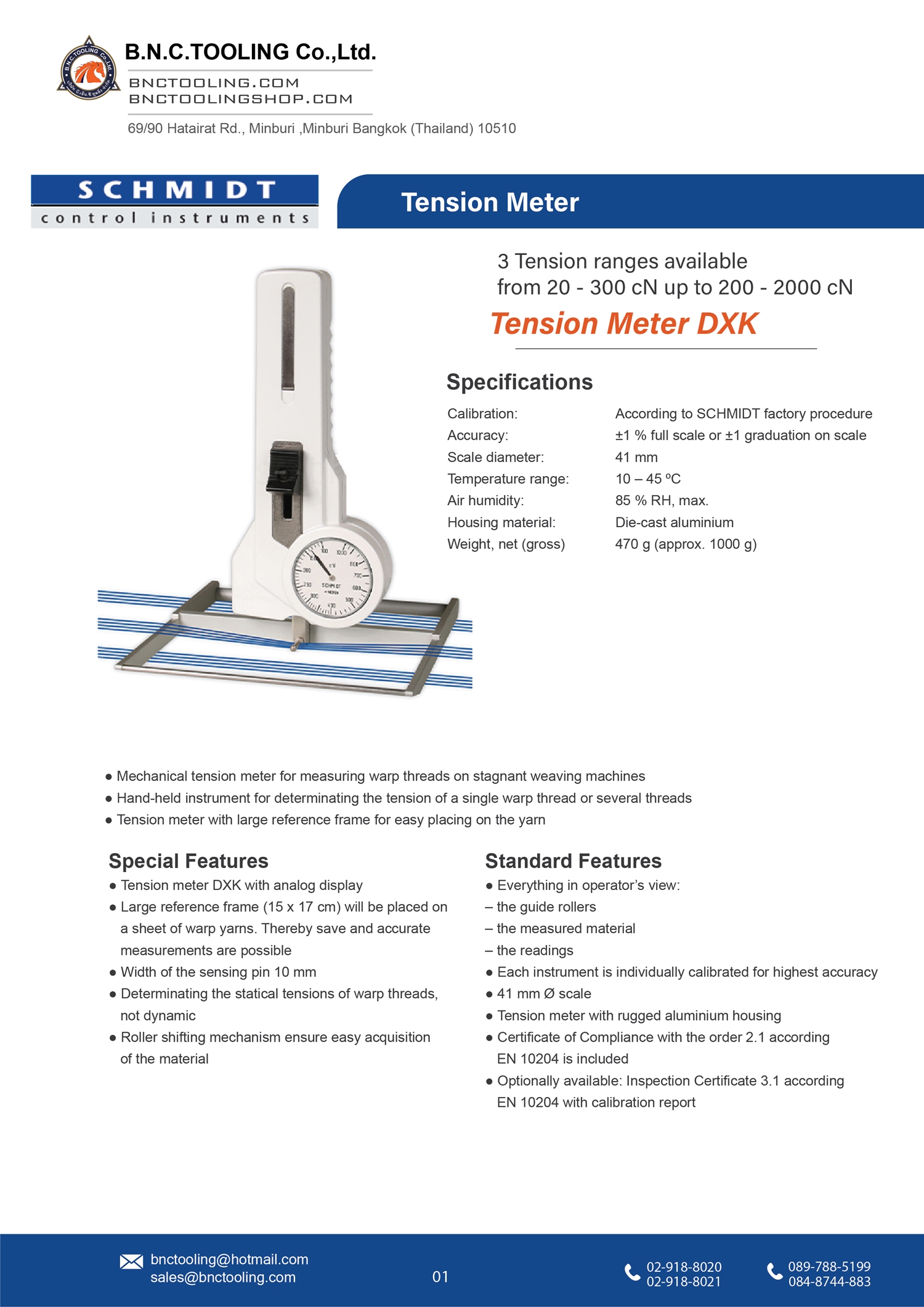 SCHMIDT,3 Tension ranges available from 20-300cN up to 200-2000cN,DXK