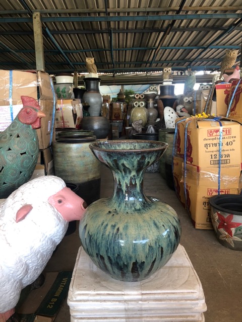 แจกันปากกว้าง (งานเคลือบเซรามิค)