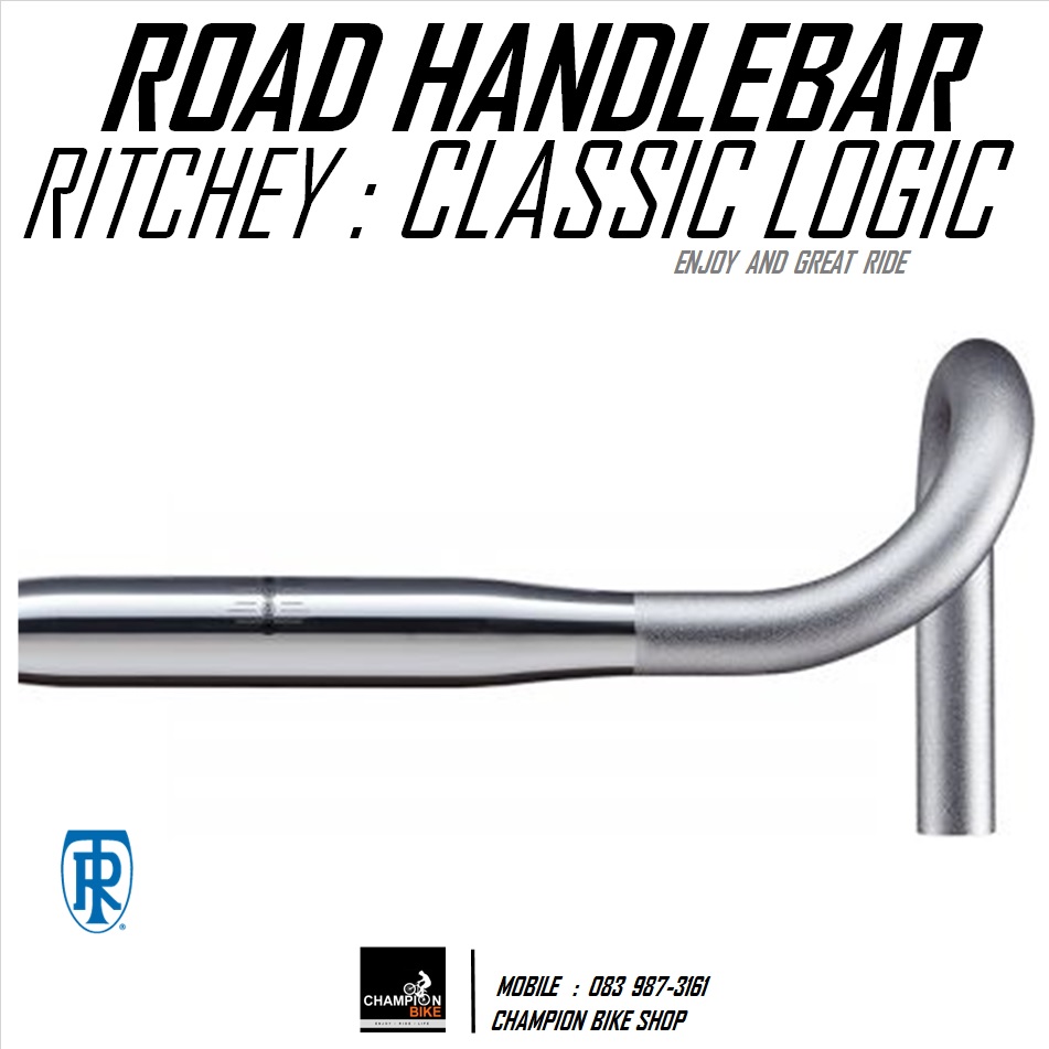 แฮนด์เสือหมอบสีเงิน RITCHEY : CLASSIC LOGIC CURVE ROAD HANDLEBAR 31.8 / 40cm. / สีเงิน