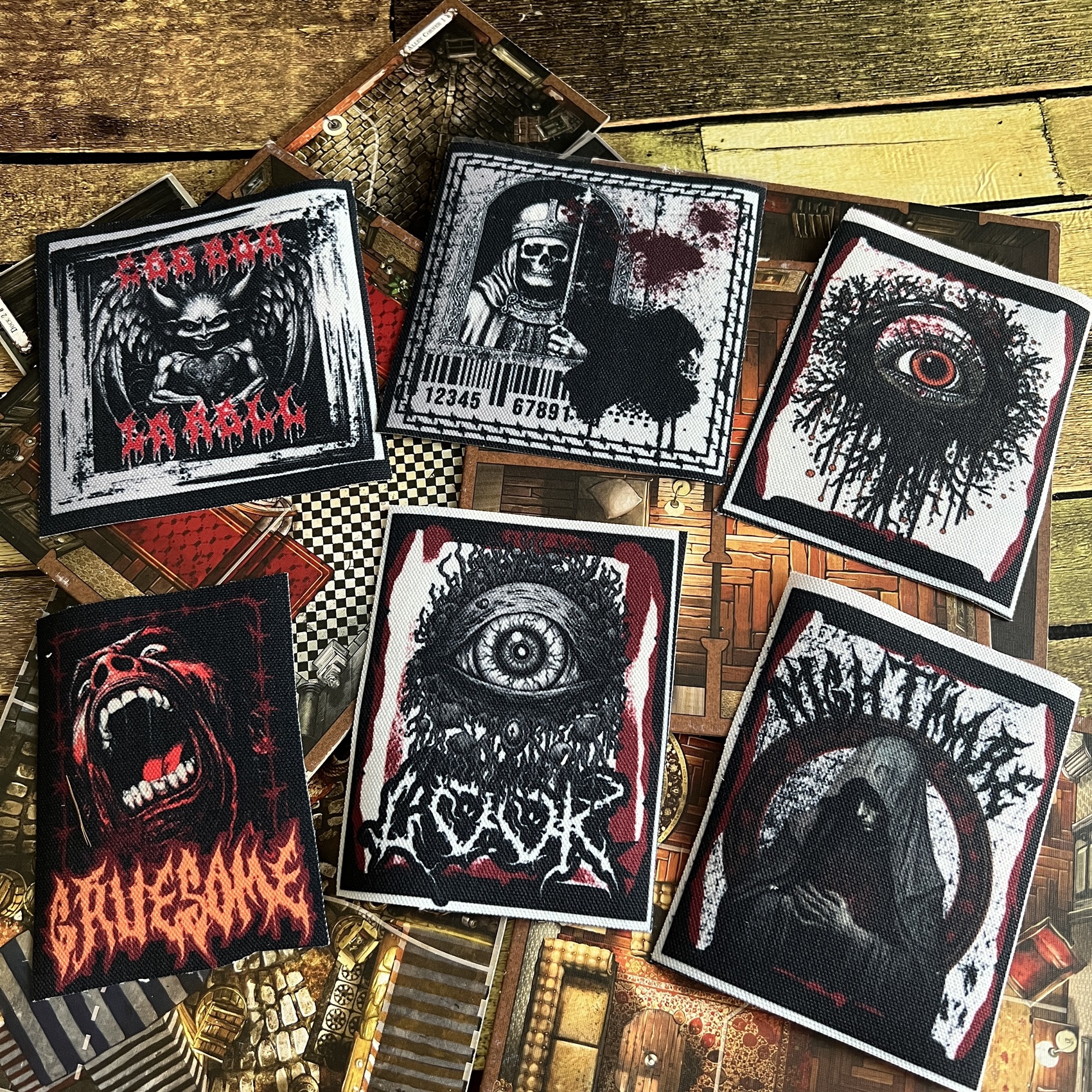ตัวรีดติดเสื้อ Devil skull ผ้าแคนวาสพิมพ์ลาย ตกแต่งเสื้อผ้า Canvas Iron on Patch