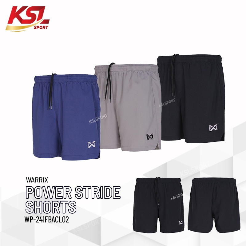 Warrix กางเกงฟุตบอล ขาสั้น วอริกซ์ รุ่น Power Stride Shorts (WP-241FBACL02) ใส่สบาย ระบายอากาศได้ดี สีดำ/น้ำเงิน/เทา