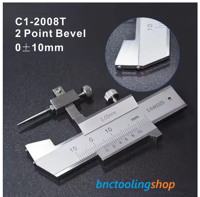 C1-2008T Step Gauge Vernier Caliper, 0±10mm x 0.05mm Stainless Steel Gag Gage Vernier,Vernier Gap and step gauge,Gap Gauge,C1-2008T 2 Point Bevel step gauge,