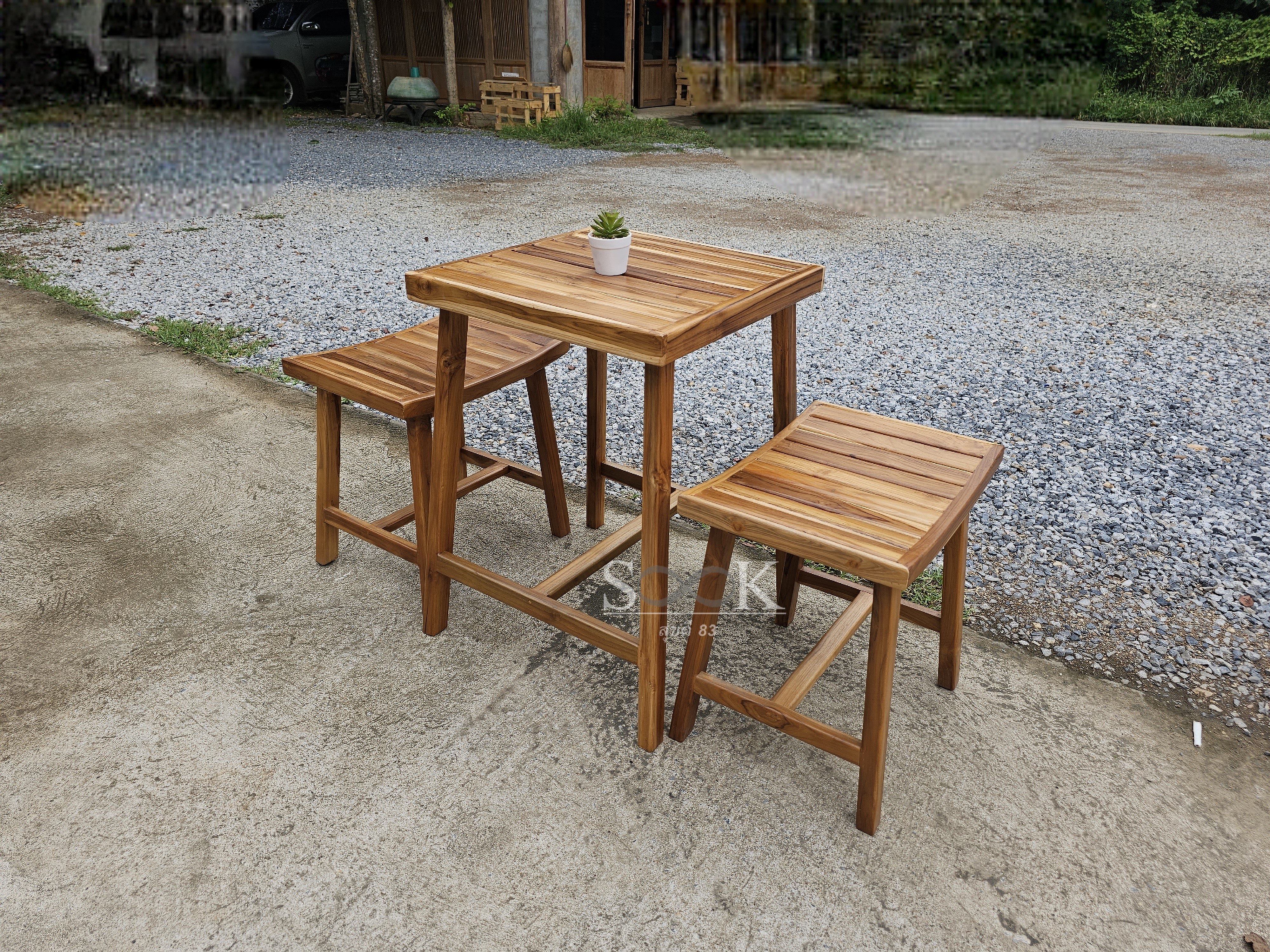 ชุดโต๊ะกาแฟมินิมอลซี่ระแนง