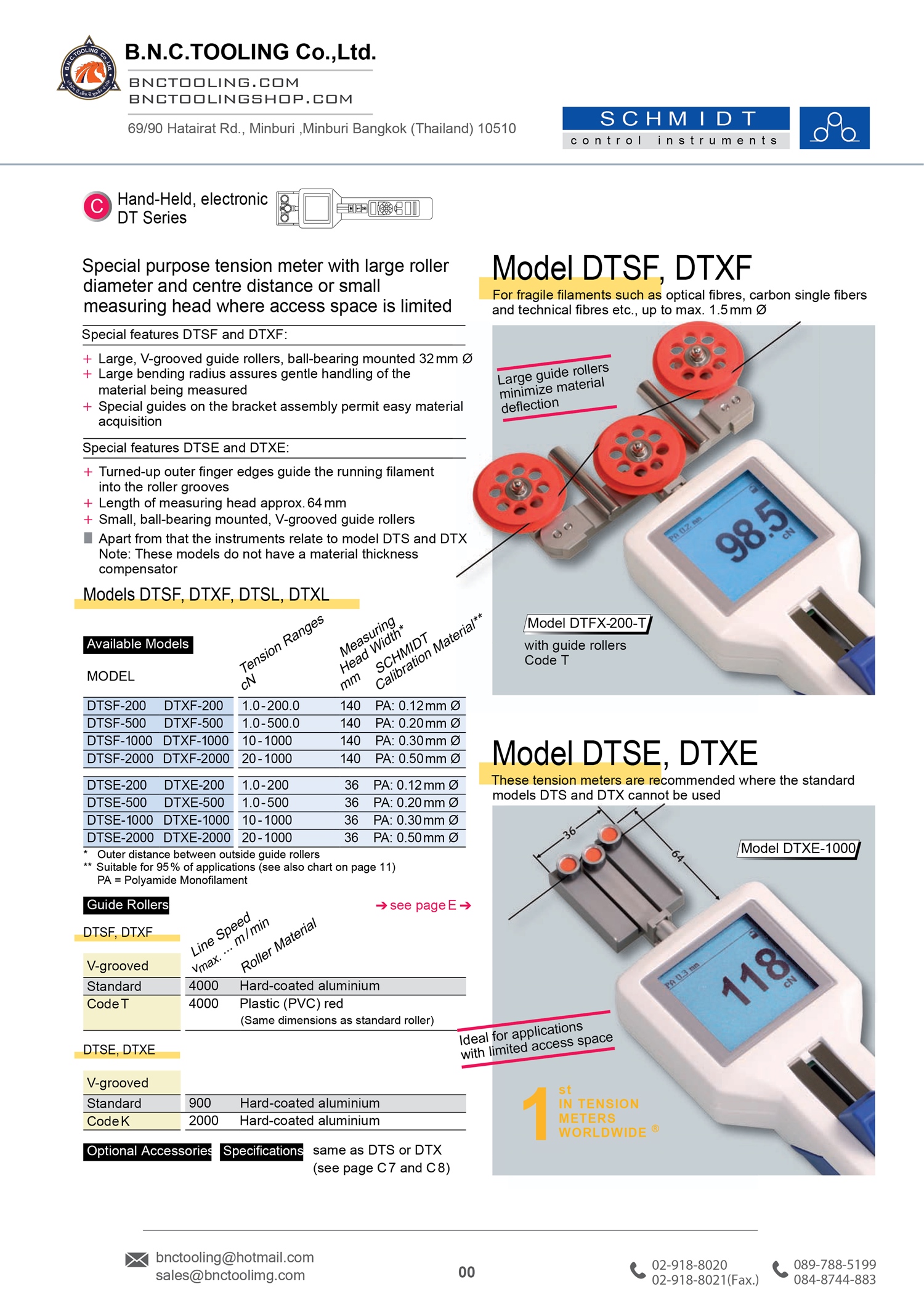 SCHMIDT,Special purpose tension meter with large roller diameter,DTSF