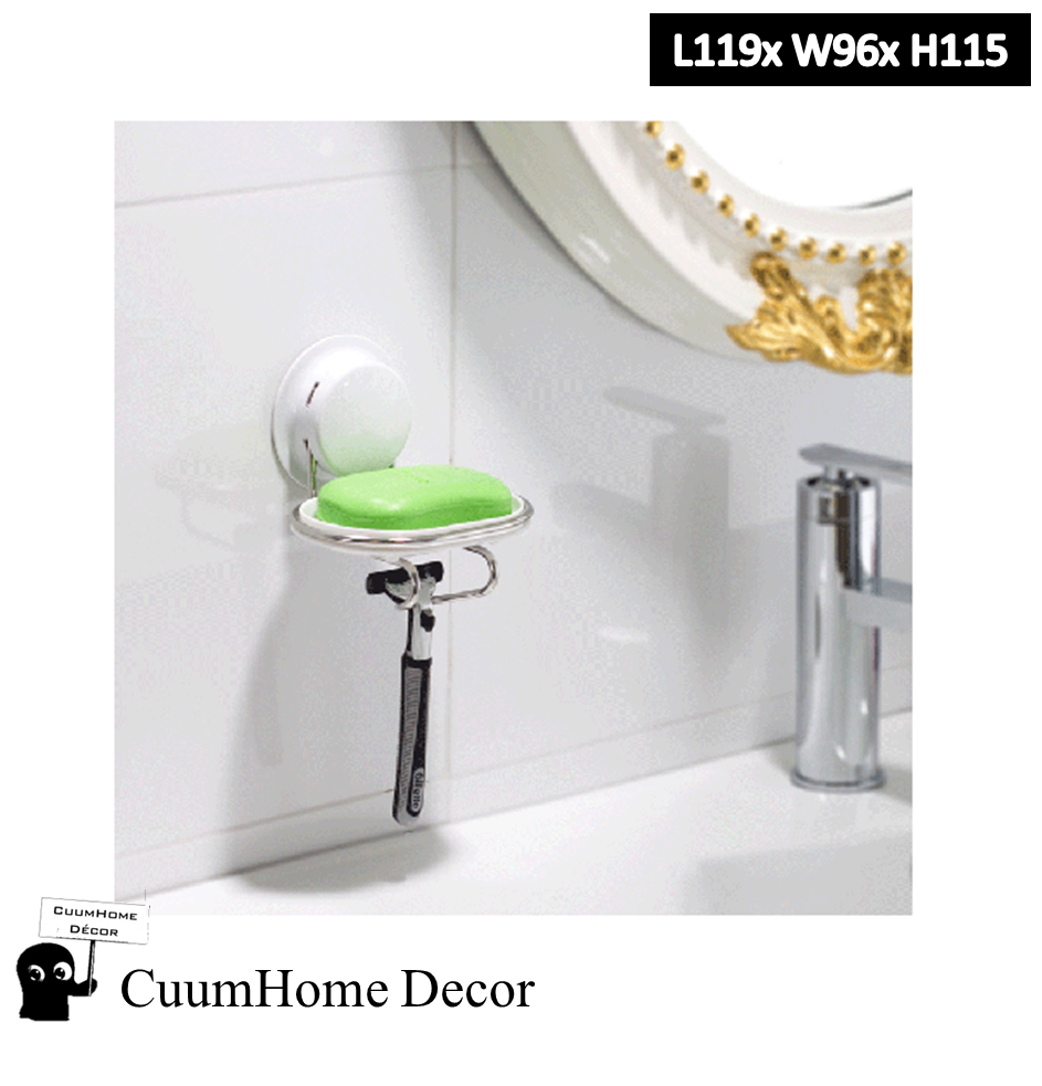 VR-45 ถาดวางสบู่พร้อมที่วางมีดโกน ไม่ต้องเจาะผนัง