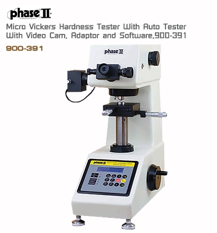 Phase II,Micro Vickers Hardness Tester With Auto Tester With Video Cam, Adaptor and Software,900-391