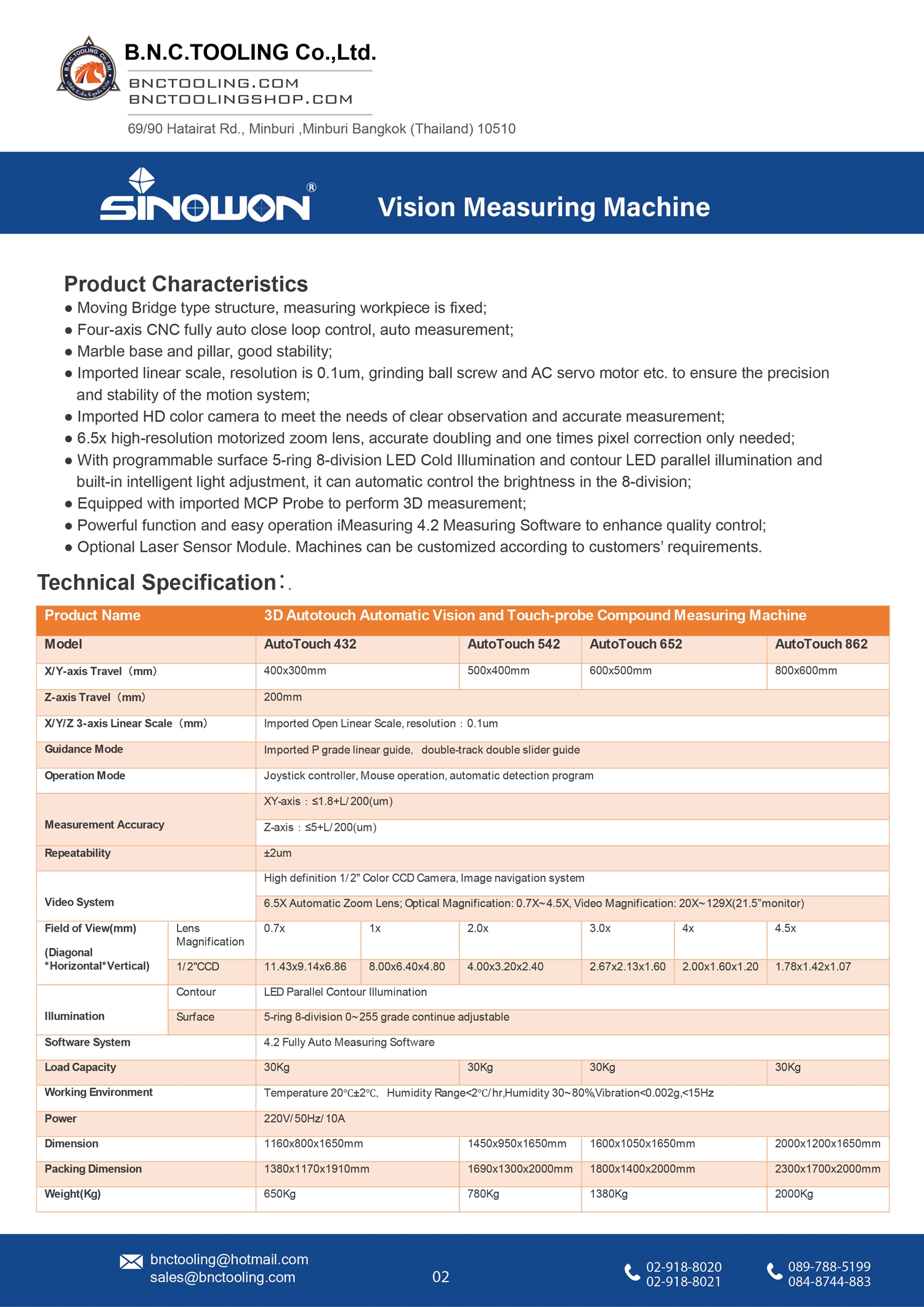 sinowon,3DAutoTouch Automatic Vision Measuring Machine,AutoTouch 432/542/652/826