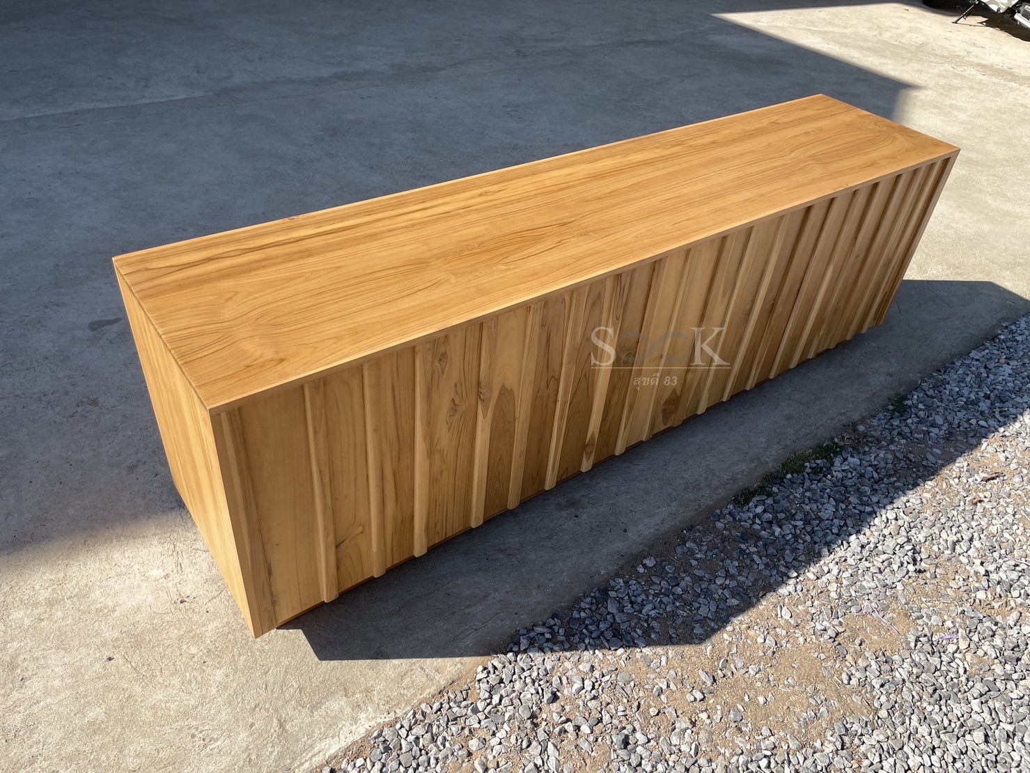 ไซด์บอร์ดบานสไลด์ซี่แบน 2 ลิ้นชัก (สีสัก)