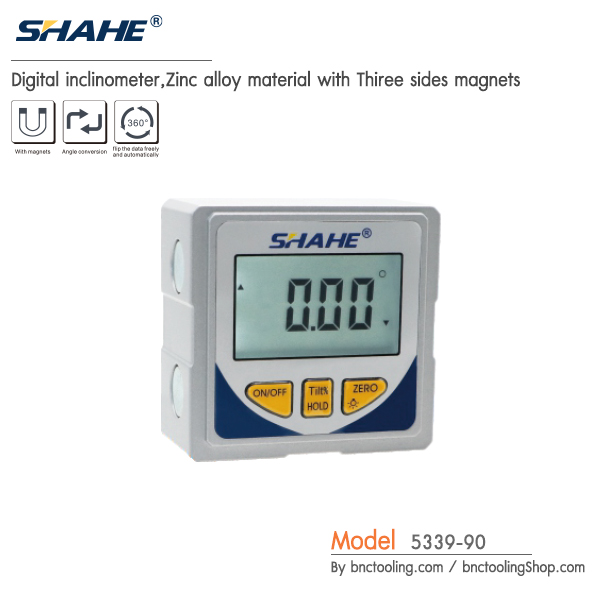 SHAHE,Digital inclinometer,Zinc alloy material with Thiree sides magnets ,5339-90