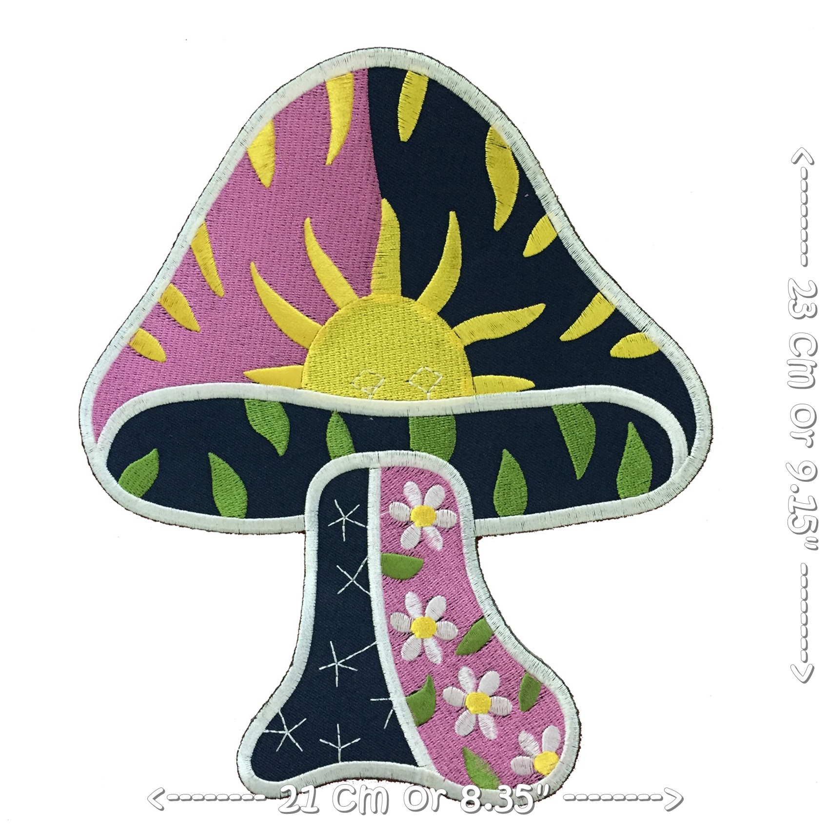 เห็ด โบฮีเมี่ยน ตัวรีดติดเสื้อ อาร์มรีด อาร์มปัก ตกแต่งเสื้อผ้า หมวก กระเป๋า แจ๊คเก็ตยีนส์ Embroidered Iron on Patch ขนาดใหญ่