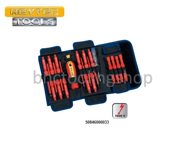 ไขควงชุดหุ้มฉนวนกันไฟ 1000โวลท์ พร้อมซองเก็บ 18ชิ้น,VDE Electricians-set 18pcs,HEYTEC,50846000033