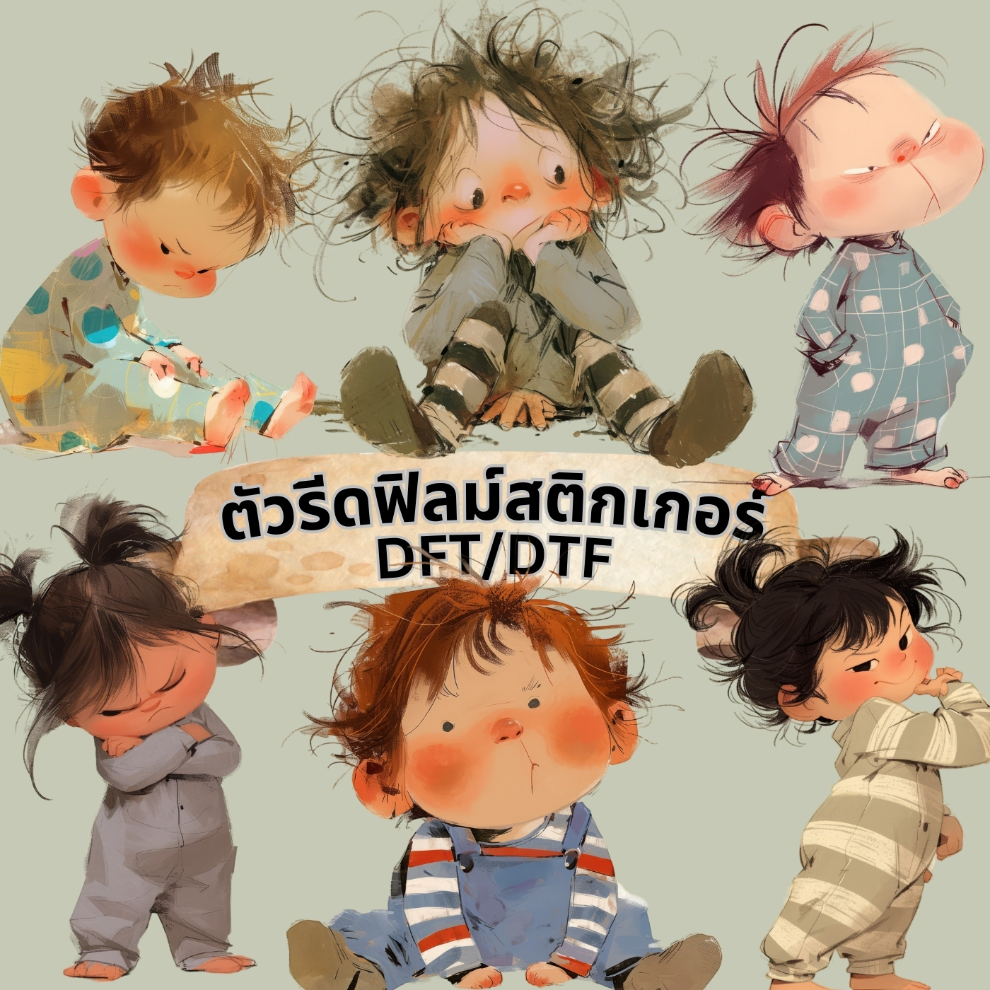 ตัวรีดติดเสื้อ เด็กน้อย งอแง ฟิลม์รีดร้อน พิมพ์ลาย สกรีนลาย ฟิลม์ DFT DTF