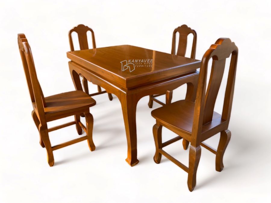 ชุดโต๊ะกินข้าวไม้สัก 4 ที่นั่ง
