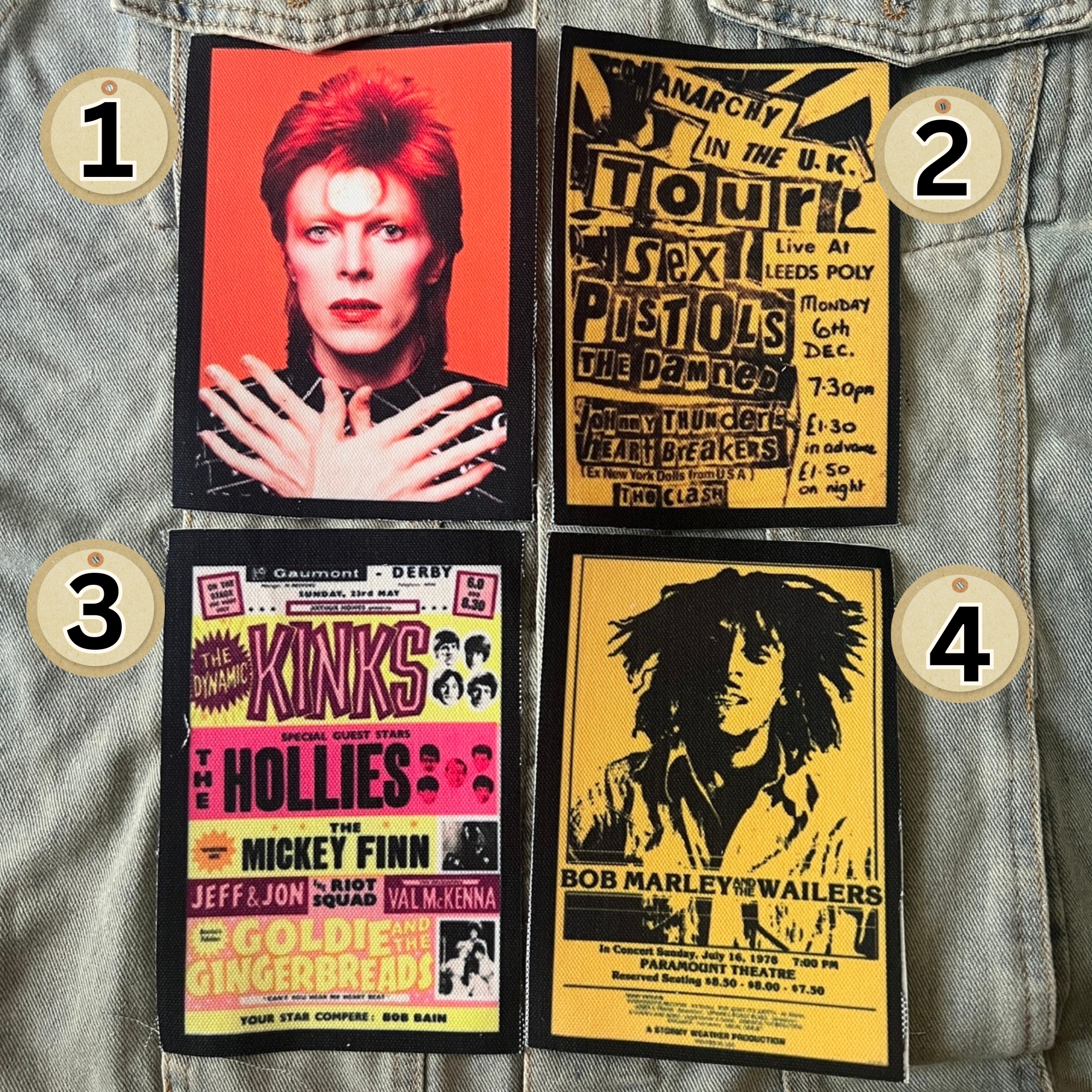 ตัวรีดติดเสื้อ วงดนตรี ร็อค วินเทจ พังค์ ผ้าแคนวาสพิมพ์ลาย ตกแต่งเสื้อผ้า Canvas Iron on Patch