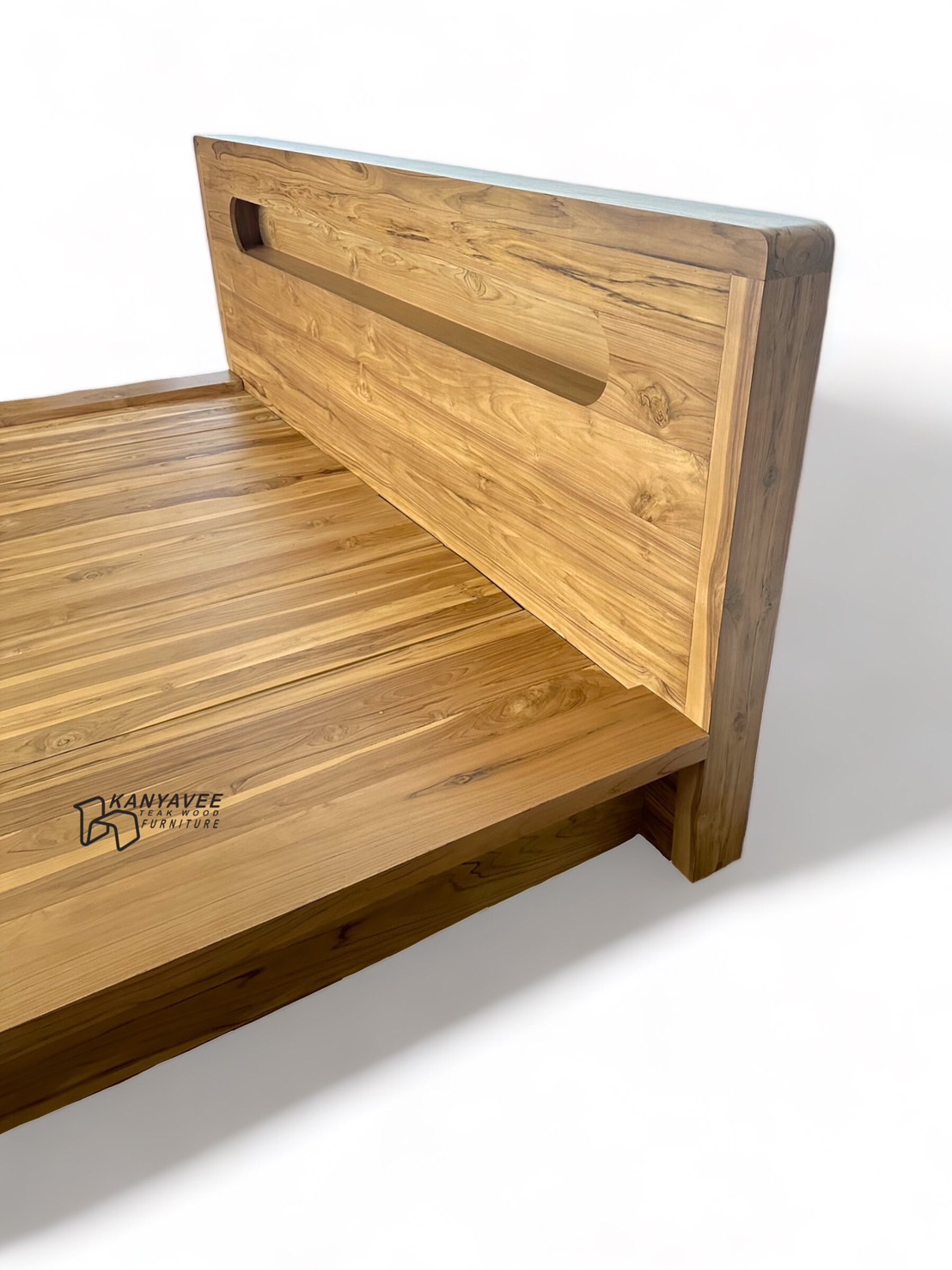 เตียงนอนไม้สักสไตล์ญี่ปุ่น 6 ฟุต สีสักธรรมชาติ