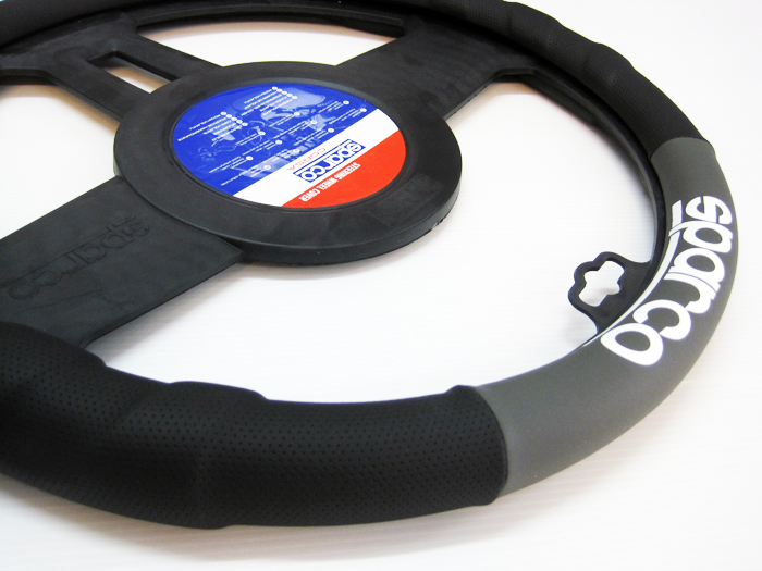 หุ้มพวงมาลัย Sparco หนังดำ-เทา แถบ *หมด*