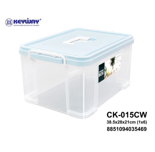 CK-015 กล่องเหลี่ยมหูล็อค ฝาหูหิ้ว ความจุ 15 ลิตร (Keyway)