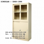 ตู้เอกสารเหล็กบานเลื่อนสูง กระจกบน ทึบล่าง ยี่ห้อ Zingular รุ่น ZDGO-1886